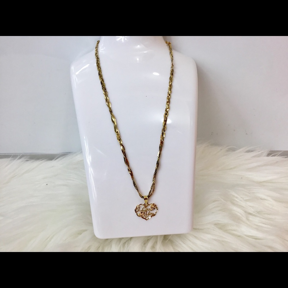 SOLD—14 Karat Necklace with I Love You Pendant - Picture 4 of 6